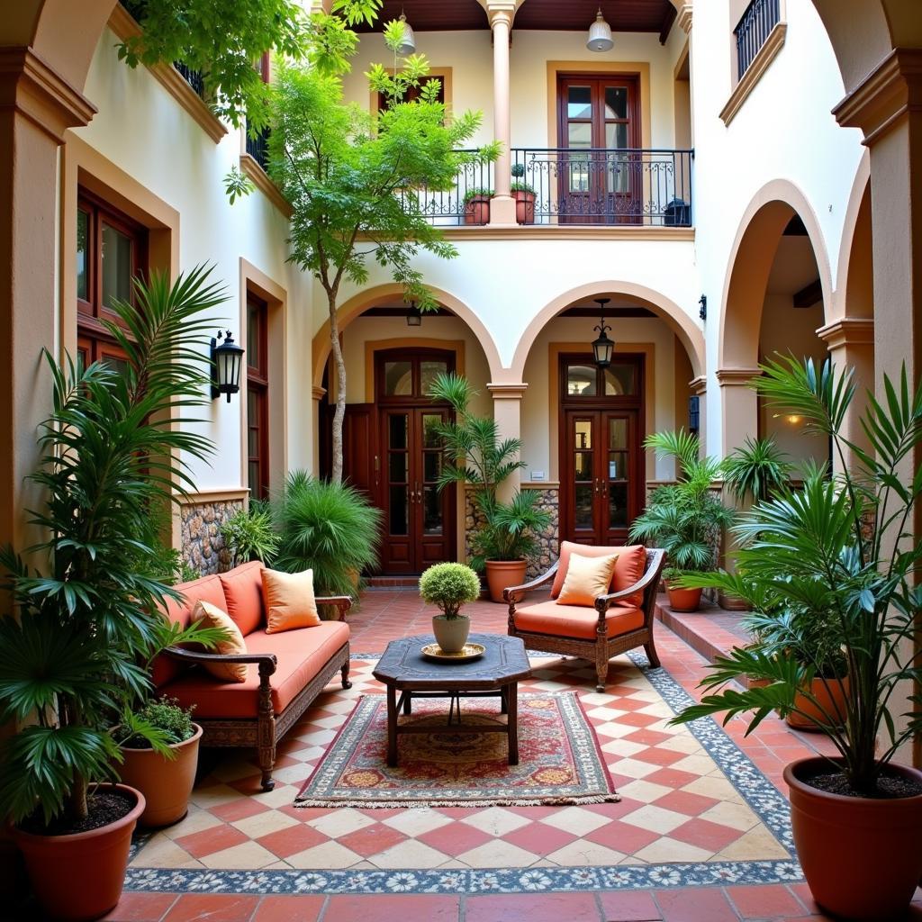 A charming Spanish courtyard in a homestay