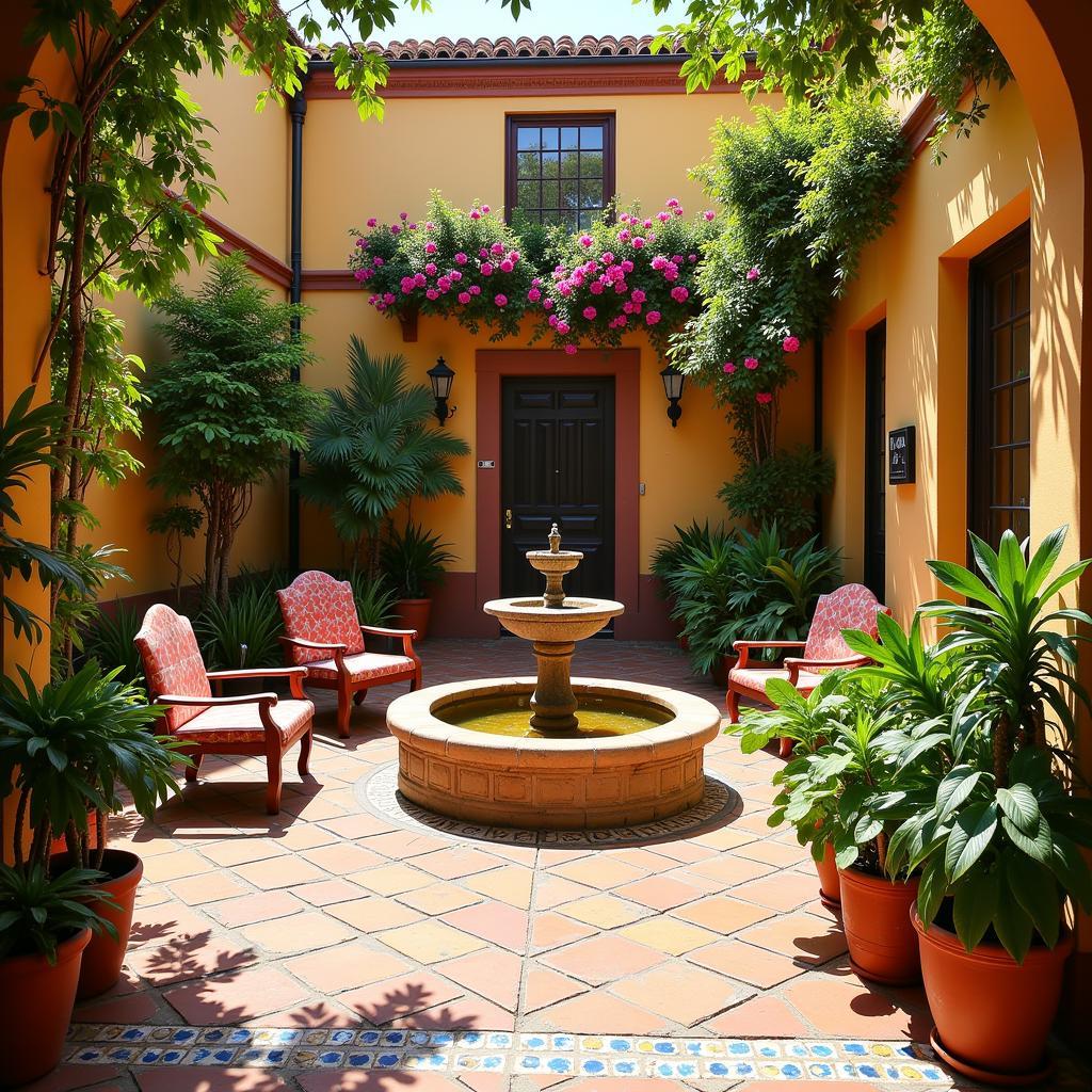 A charming Spanish courtyard at a local homestay