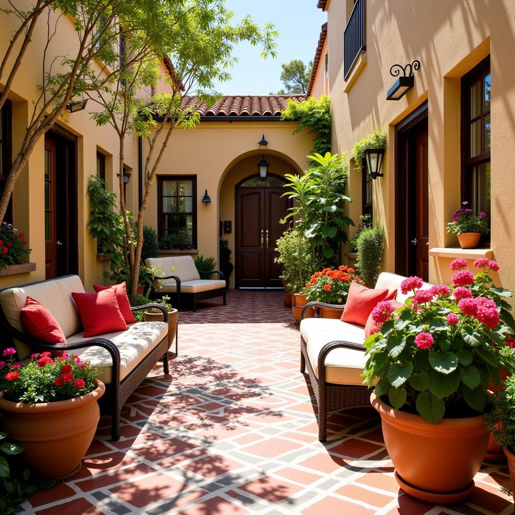 A charming Spanish courtyard in a traditional homestay