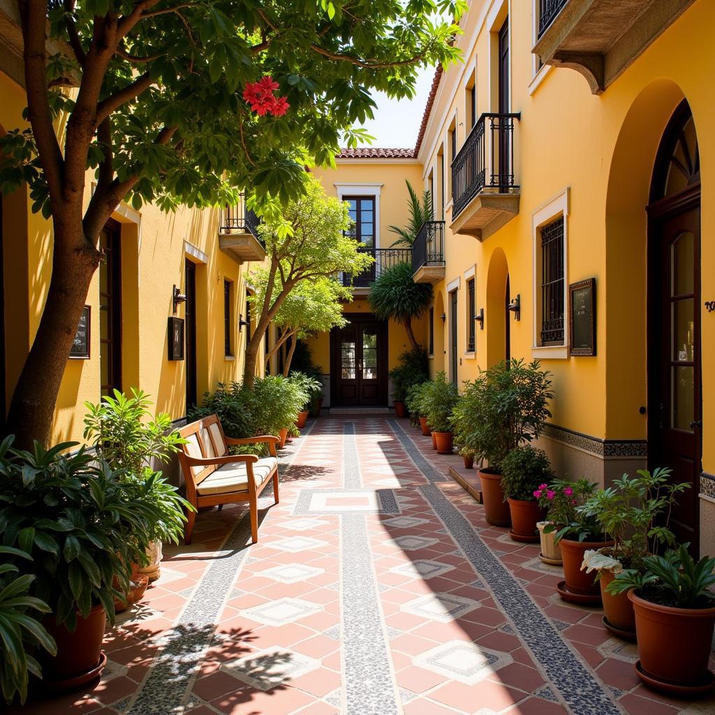 A charming Spanish courtyard in a homestay