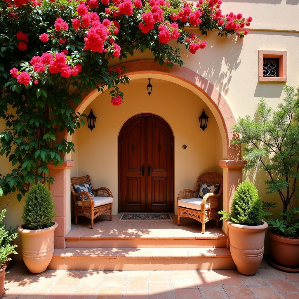 Tranquil Spanish Courtyard with a Mecedora