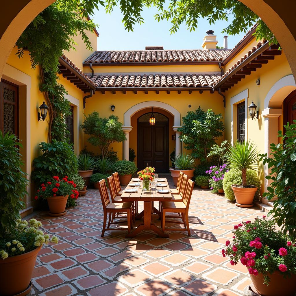 Charming Spanish courtyard of a Minerva Homes property