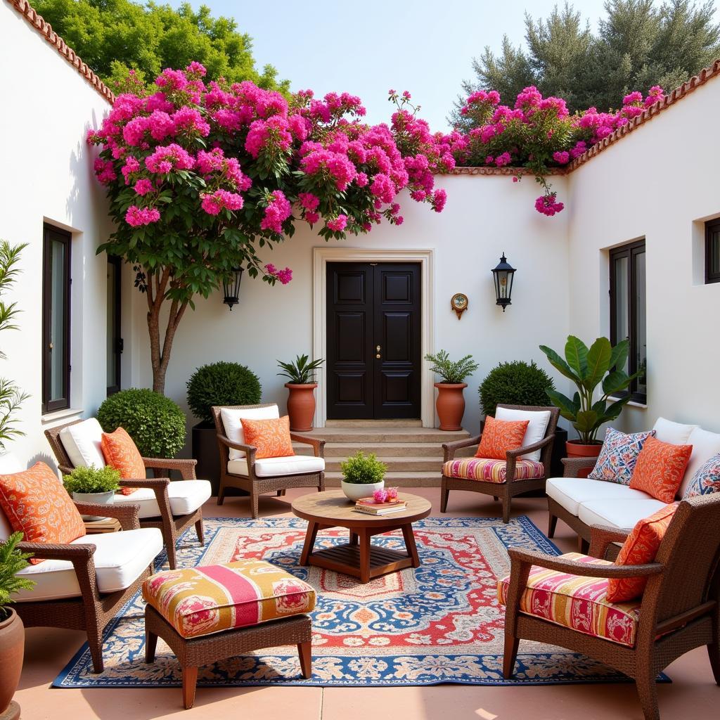 Traditional Spanish Courtyard with Missoni Home Outdoor Furniture