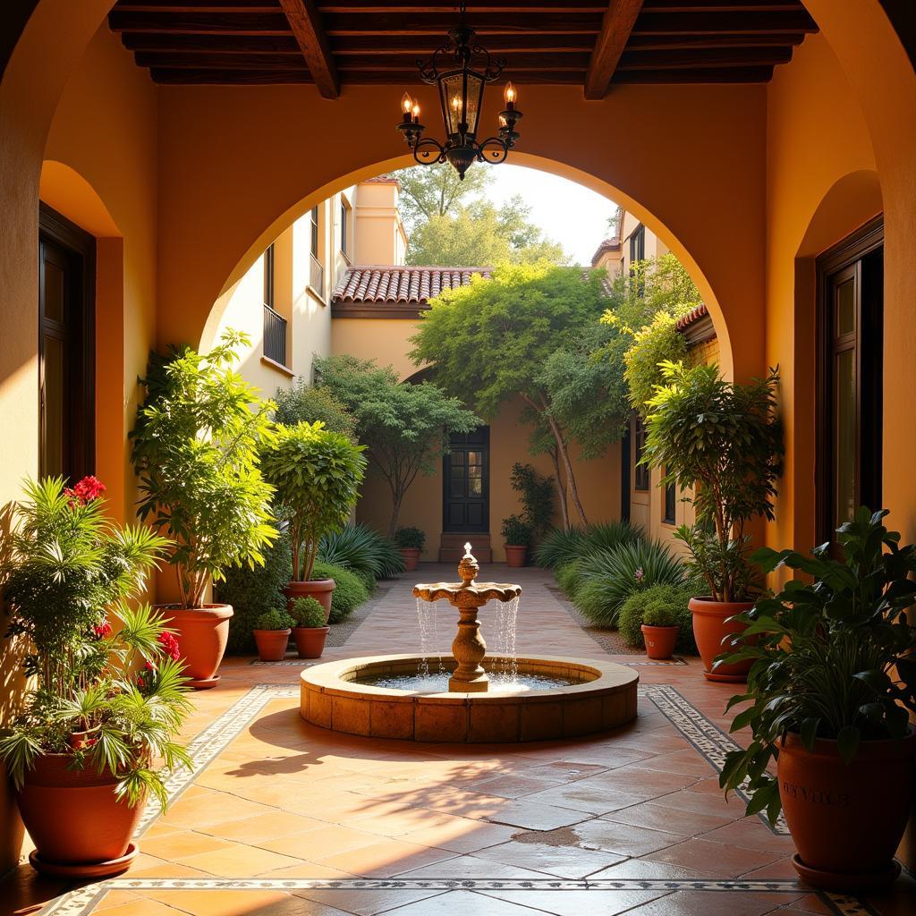 Sun-drenched courtyard of a traditional Spanish home