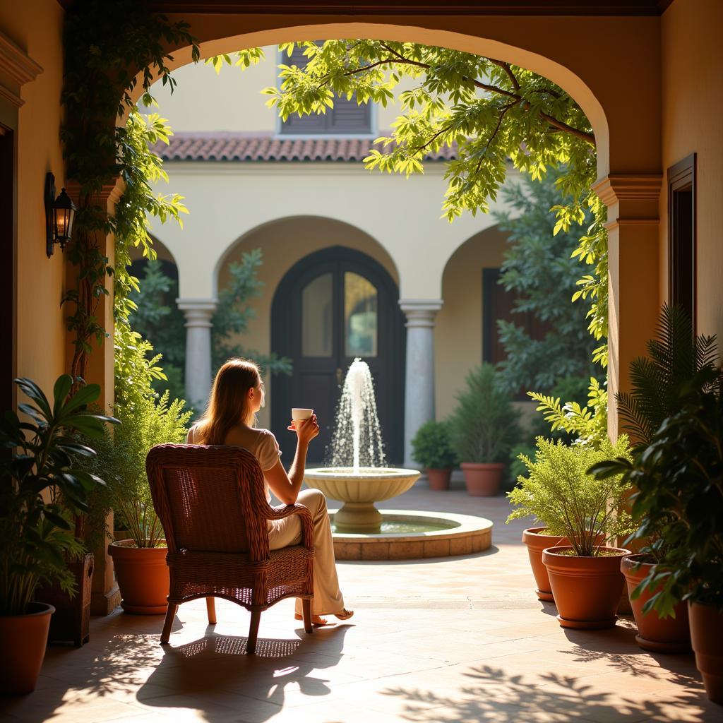 Relaxing in a Traditional Spanish Courtyard