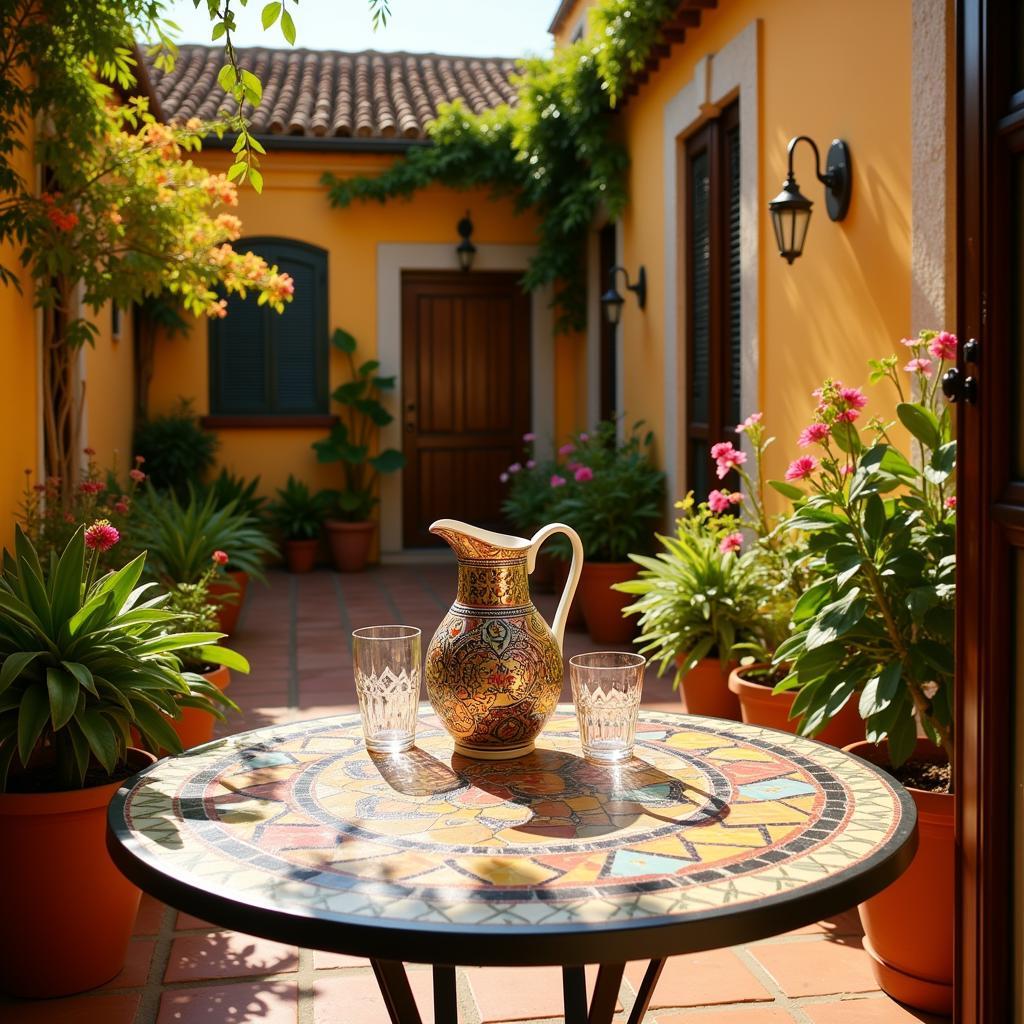 A serene Spanish courtyard setting