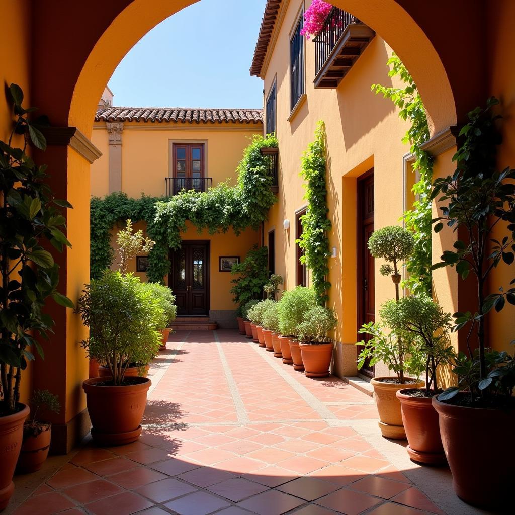 Sun-drenched courtyard in Seville