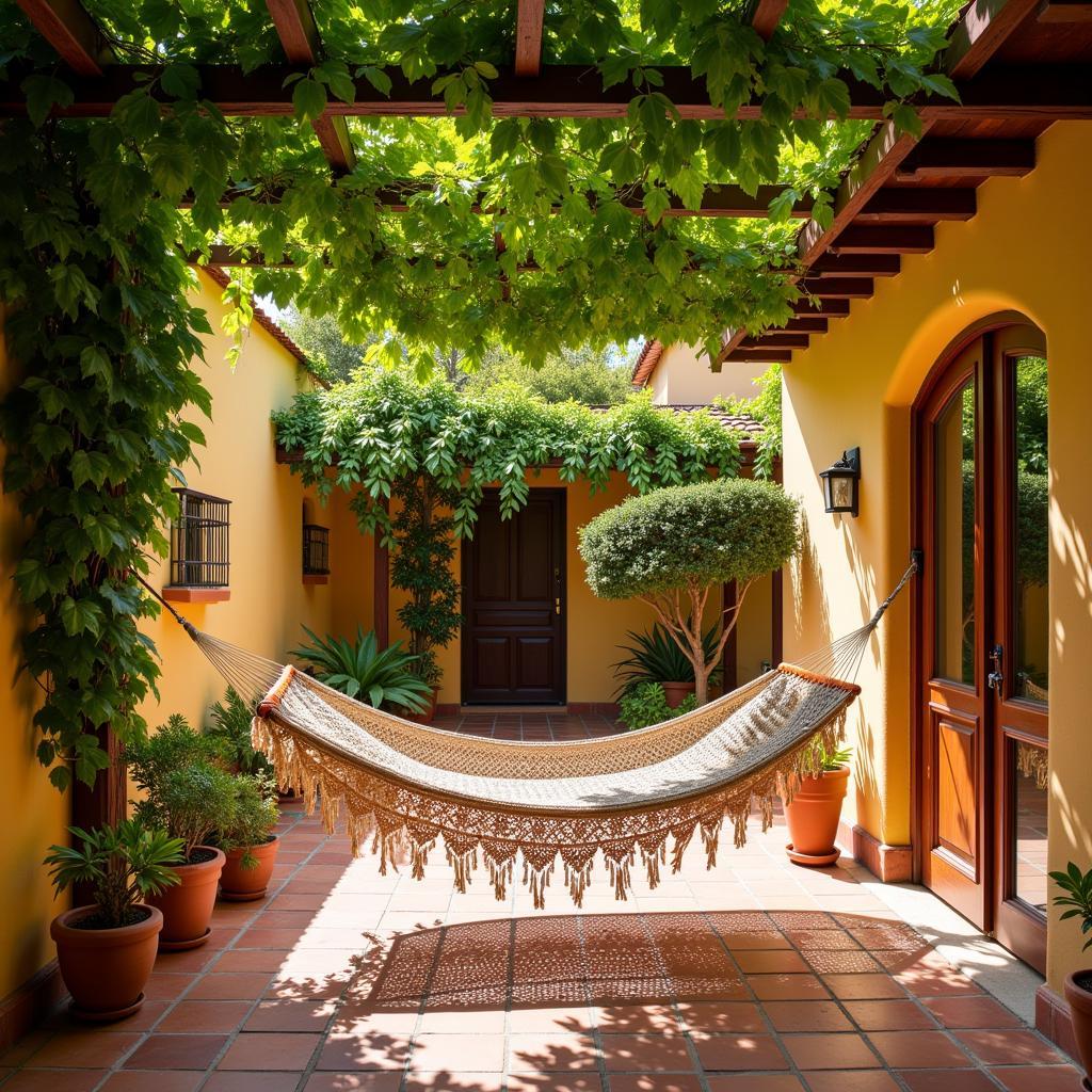 Relaxing siesta in a Spanish courtyard