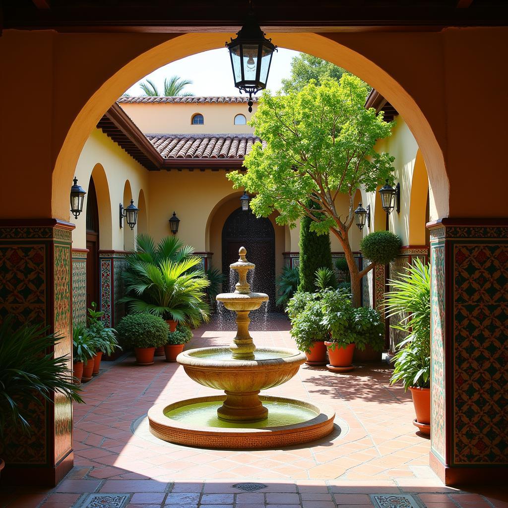 Relaxing in a Spanish Courtyard