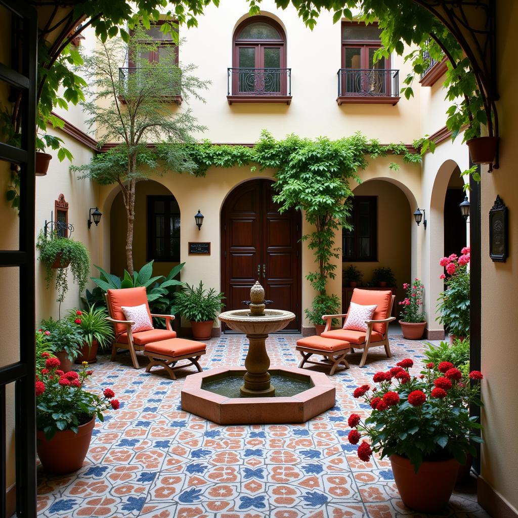 Tranquil Courtyard of a Spanish Homestay