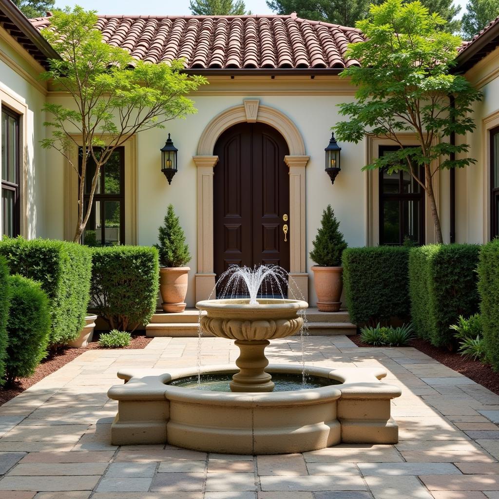 Traditional Spanish Courtyard with a Fountain