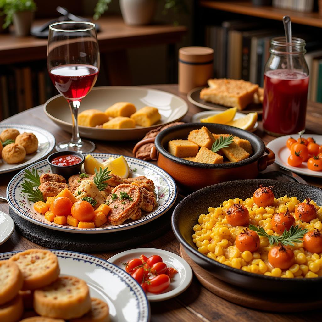 A vibrant spread of traditional Spanish dishes