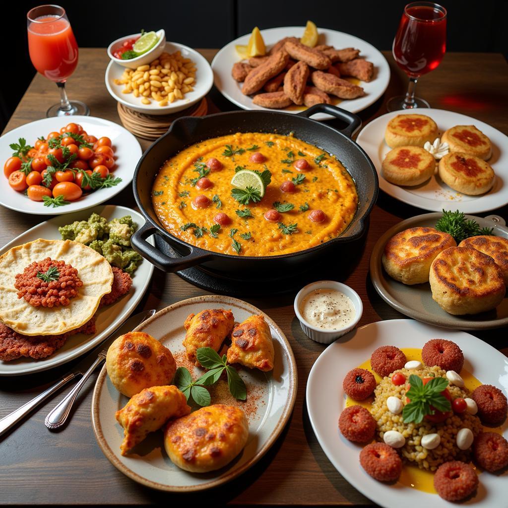 A vibrant spread of Spanish dishes