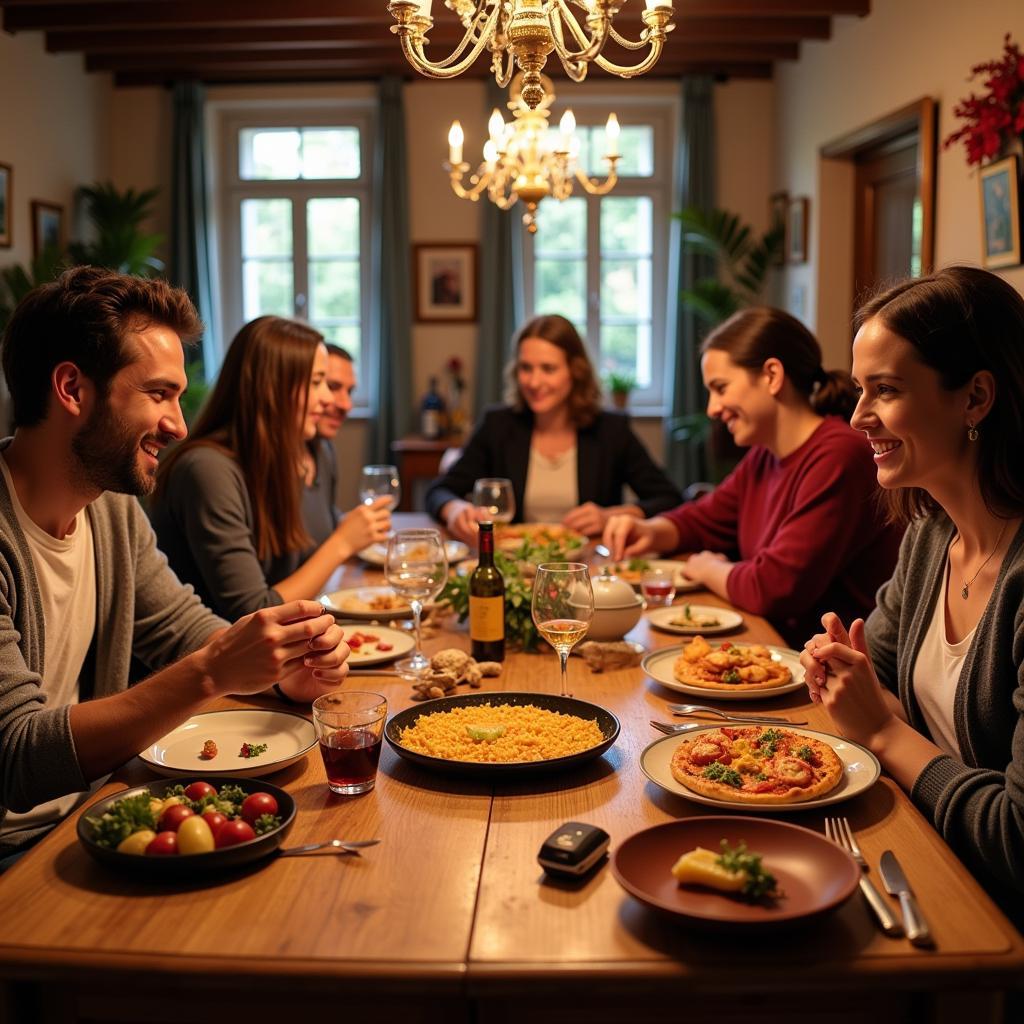 Enjoying a Meal with a Spanish Family