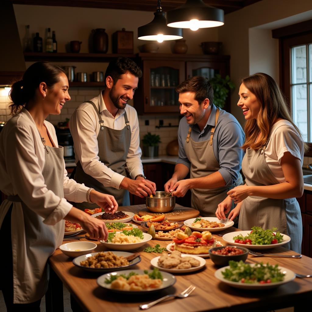 Spanish Family Cooking Together