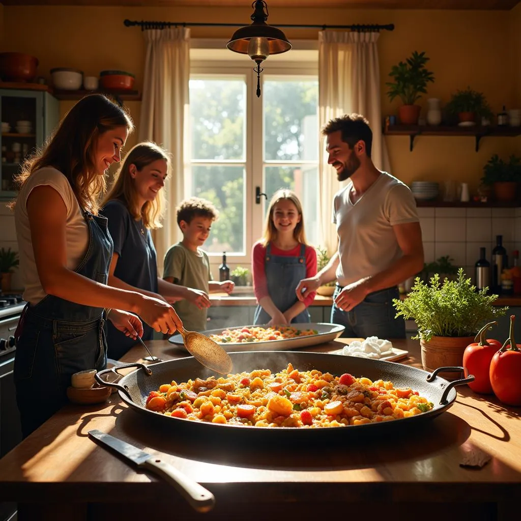 Family Cooking Paella