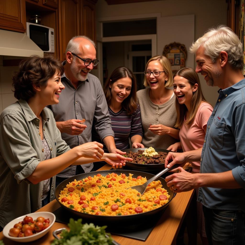 A Spanish Family Gathers to Prepare a Traditional Paella