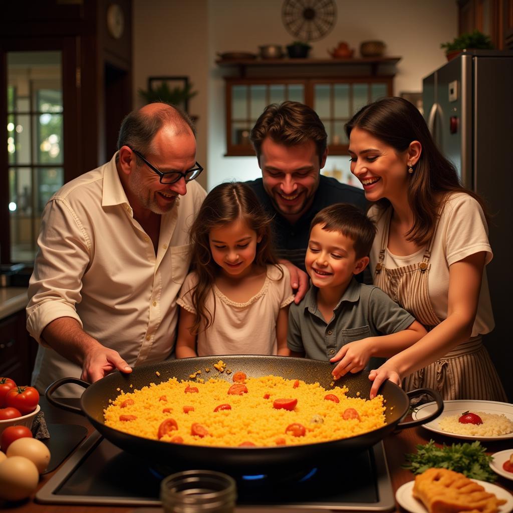 A Spanish Family Gathers to Prepare Paella