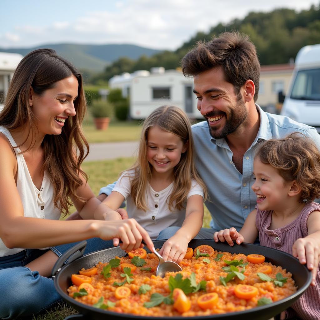 Spanish Family Cooking Paella