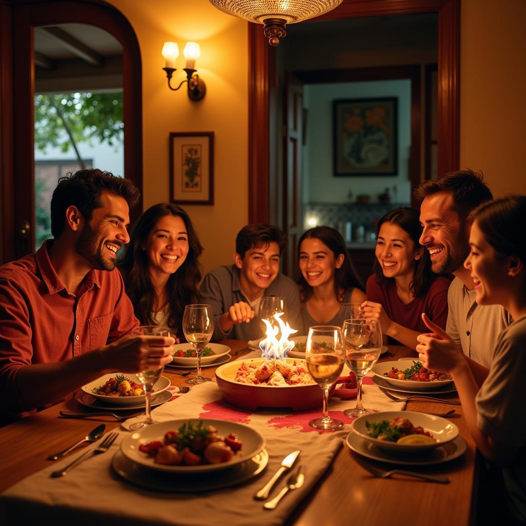 Family enjoying a meal at a Kave Home dining table