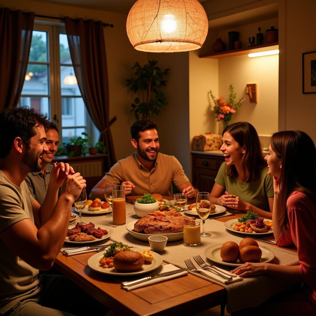 Family Dinner in a Spanish Home