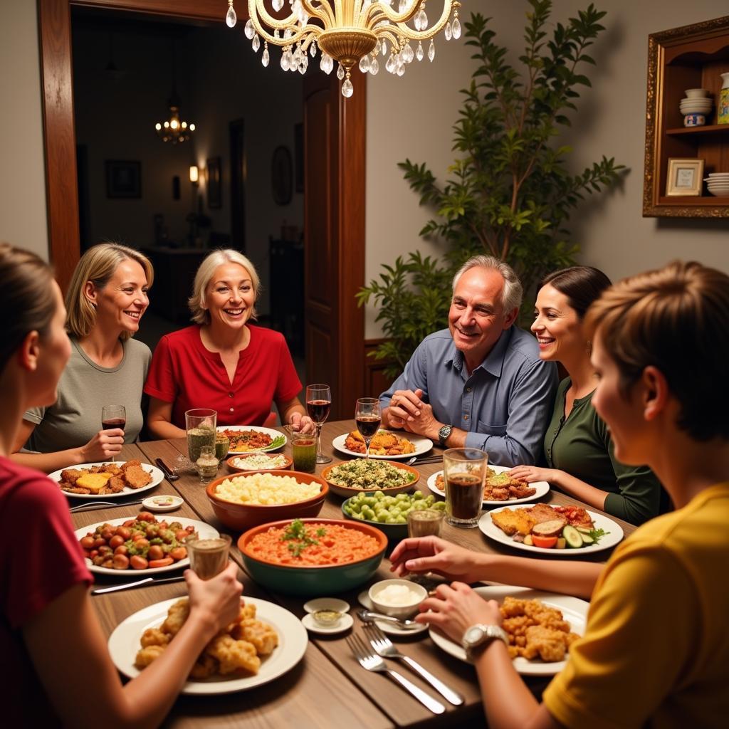 Spanish Family Enjoying Dinner