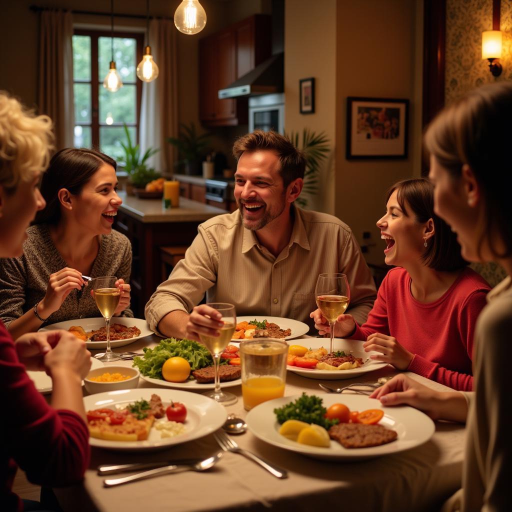 Family Dinner in a Spanish Home