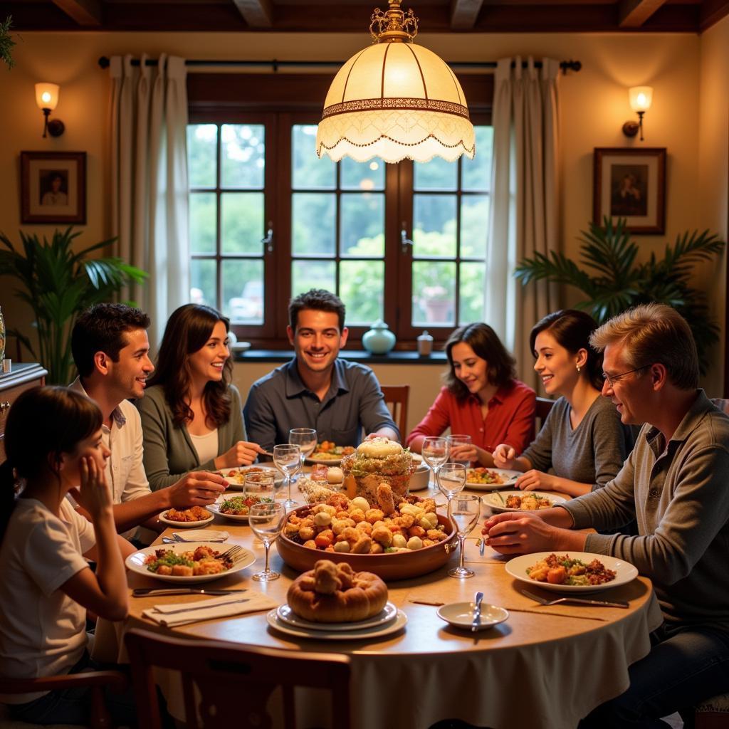 Family dinner in a Spanish home