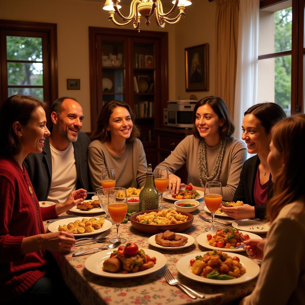 Family dinner in a Spanish home