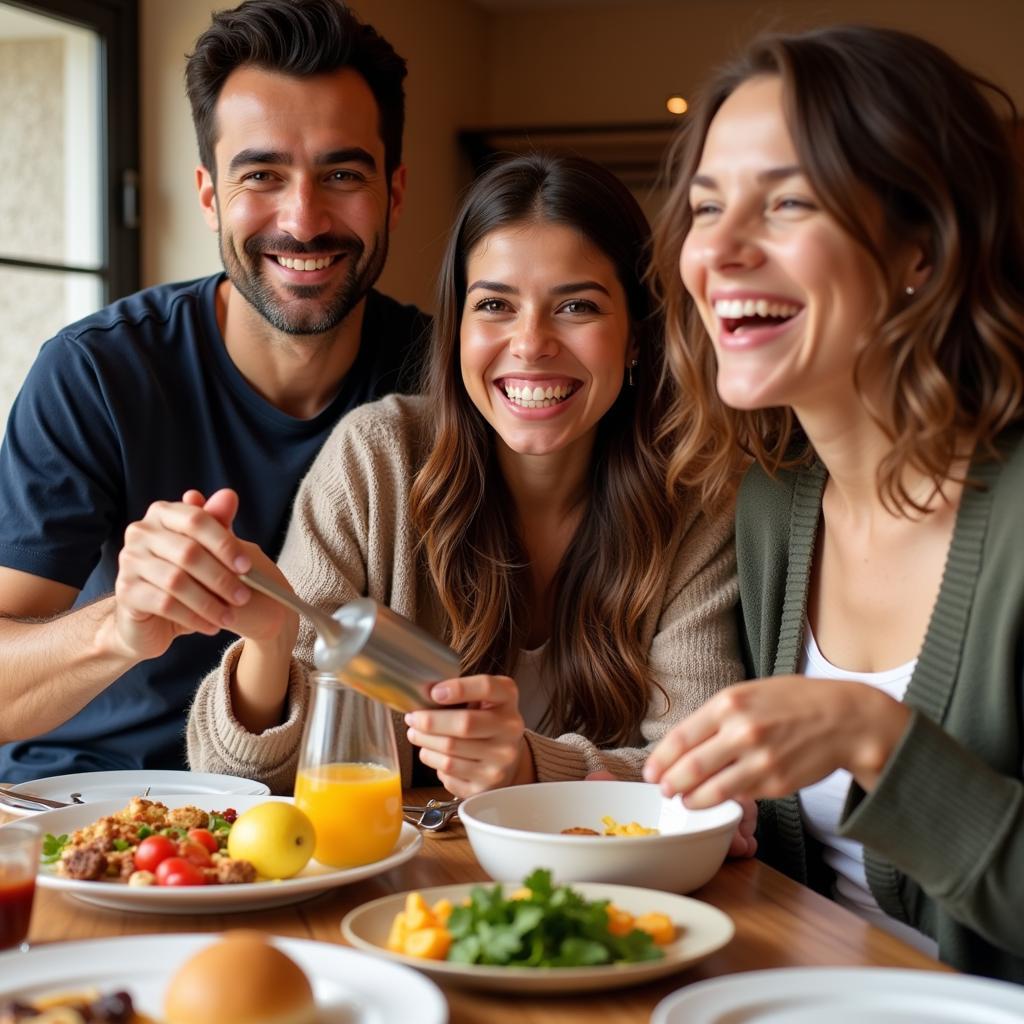 A Spanish family enjoying dinner together