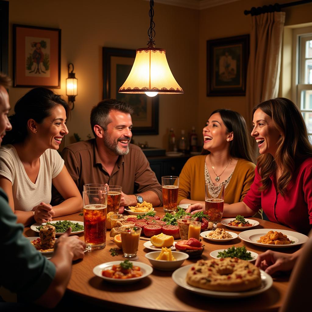 Family Dinner in a Spanish Home