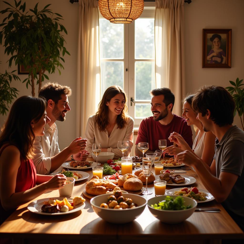 Sharing a meal with a Spanish family