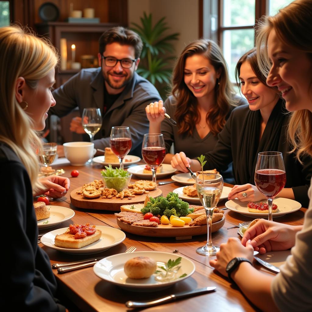 Sharing a Traditional Spanish Meal with Host Family