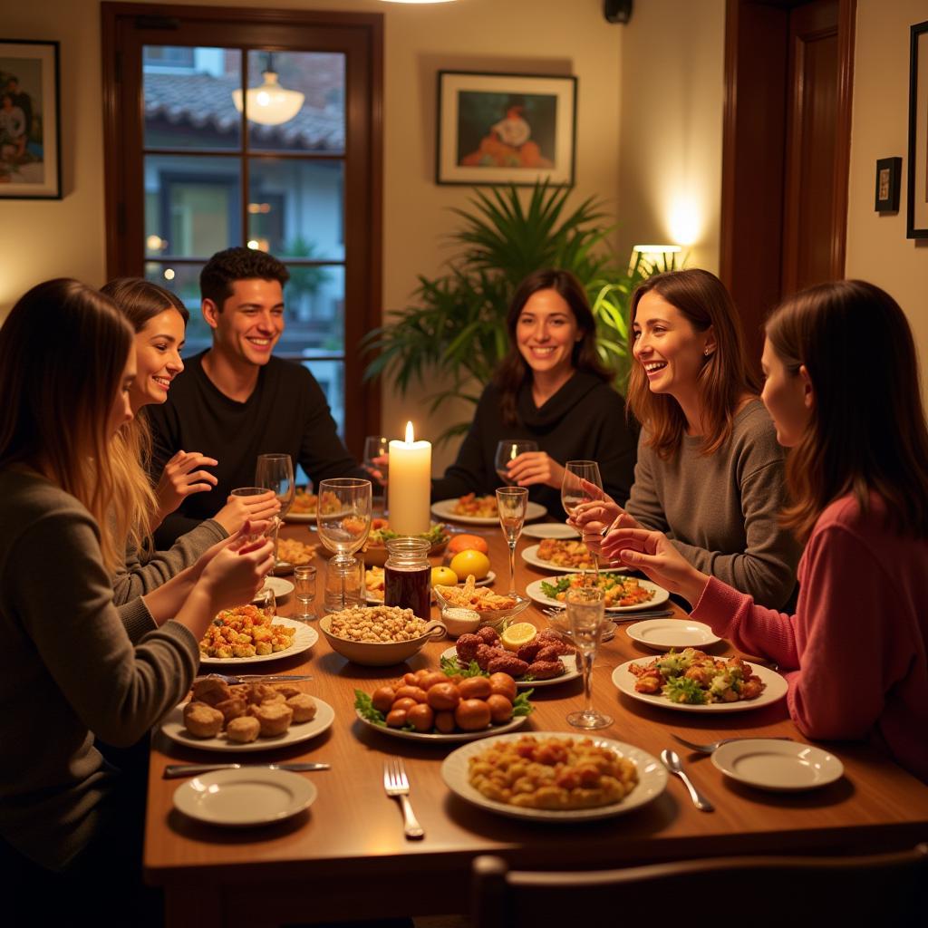 Family dinner in a Spanish home