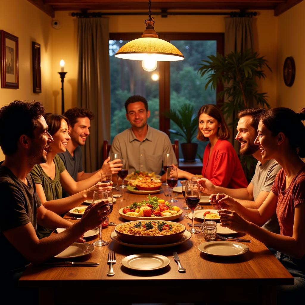 Family dinner in a Spanish home