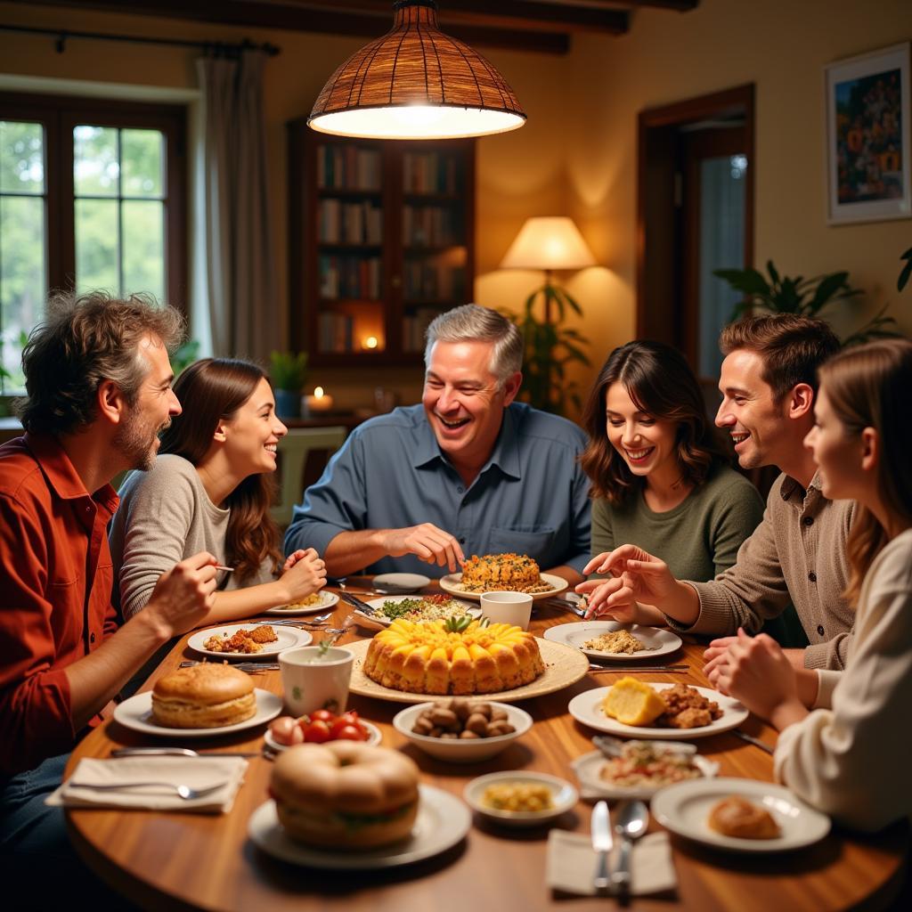 Family dinner in a Spanish home