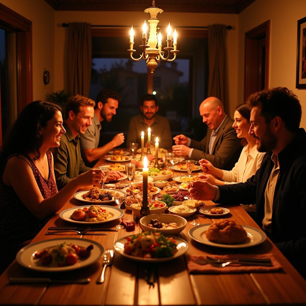 Sharing a Traditional Spanish Dinner with Host Family