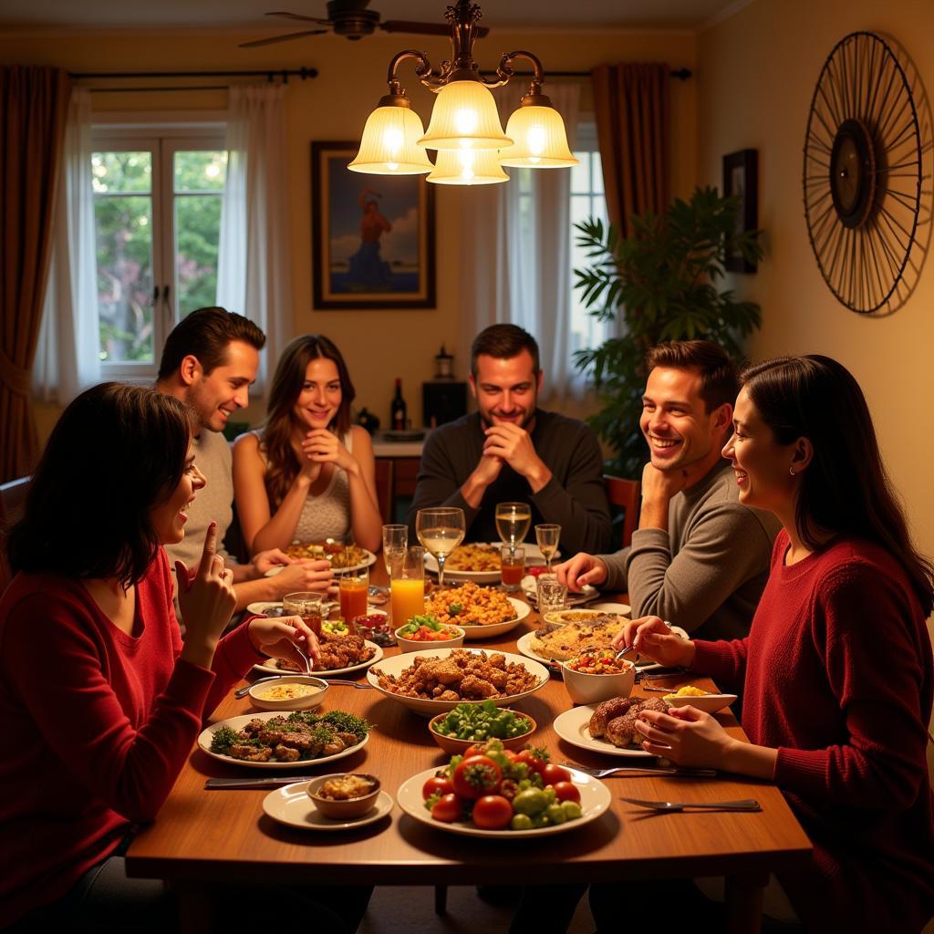 Family dinner in a Spanish home