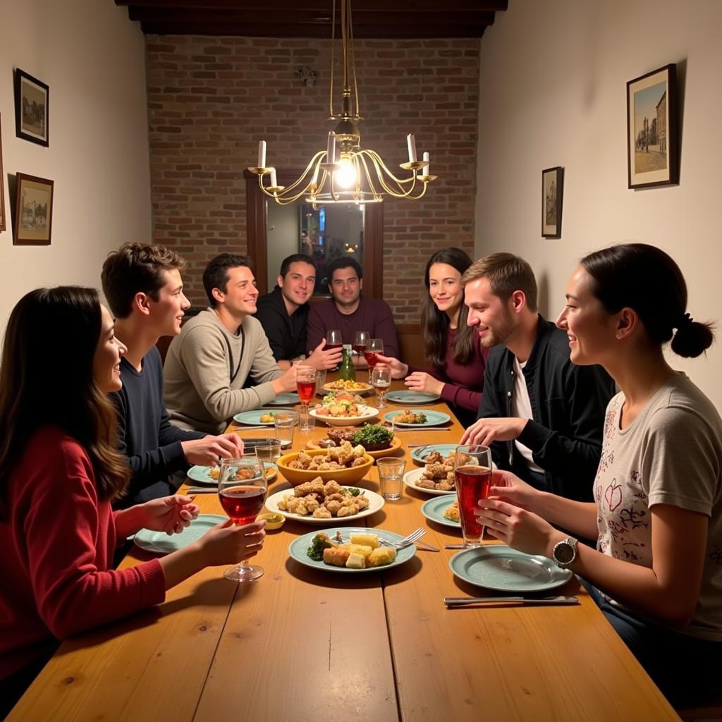 Family Dinner in a Spanish Homestay