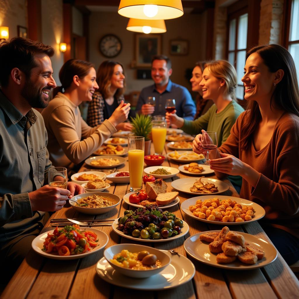 Sharing a Traditional Spanish Meal