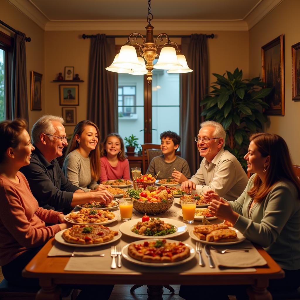 Sharing a Traditional Spanish Dinner with Host Family