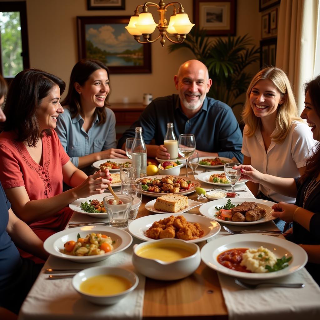 Authentic Spanish family dinner