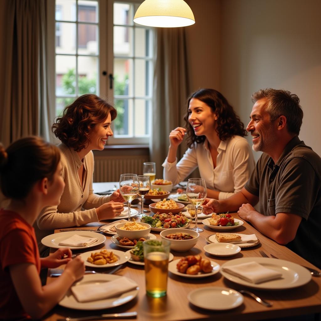 Enjoying a Traditional Spanish Dinner with a Local Family