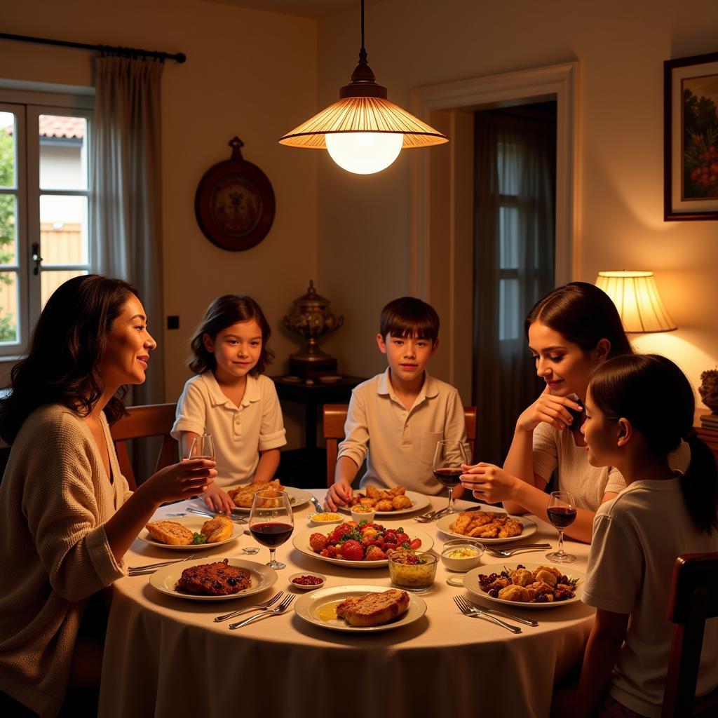 Family dinner in a Spanish home