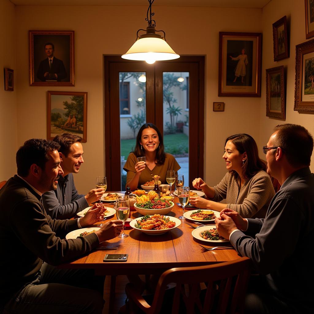 Family enjoying dinner in a sakito home