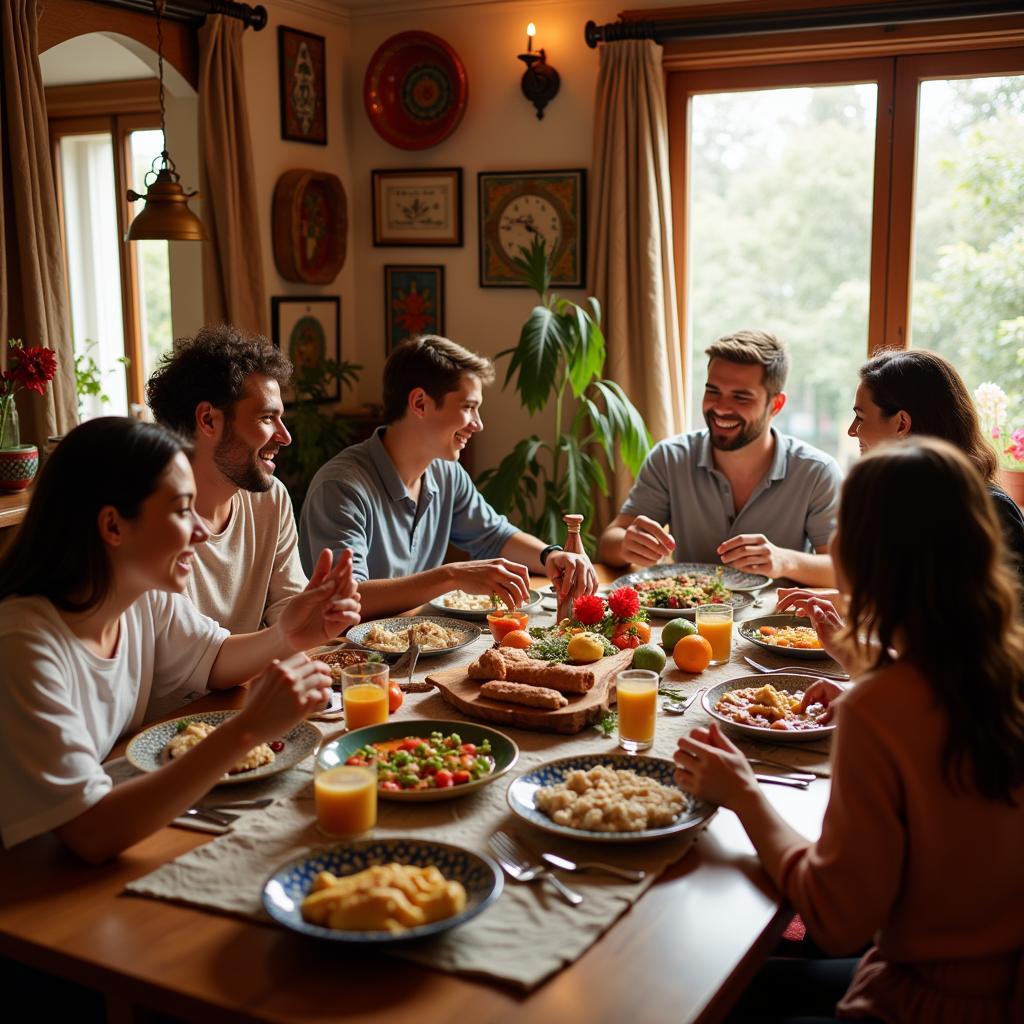 Family dinner in a Spanish home