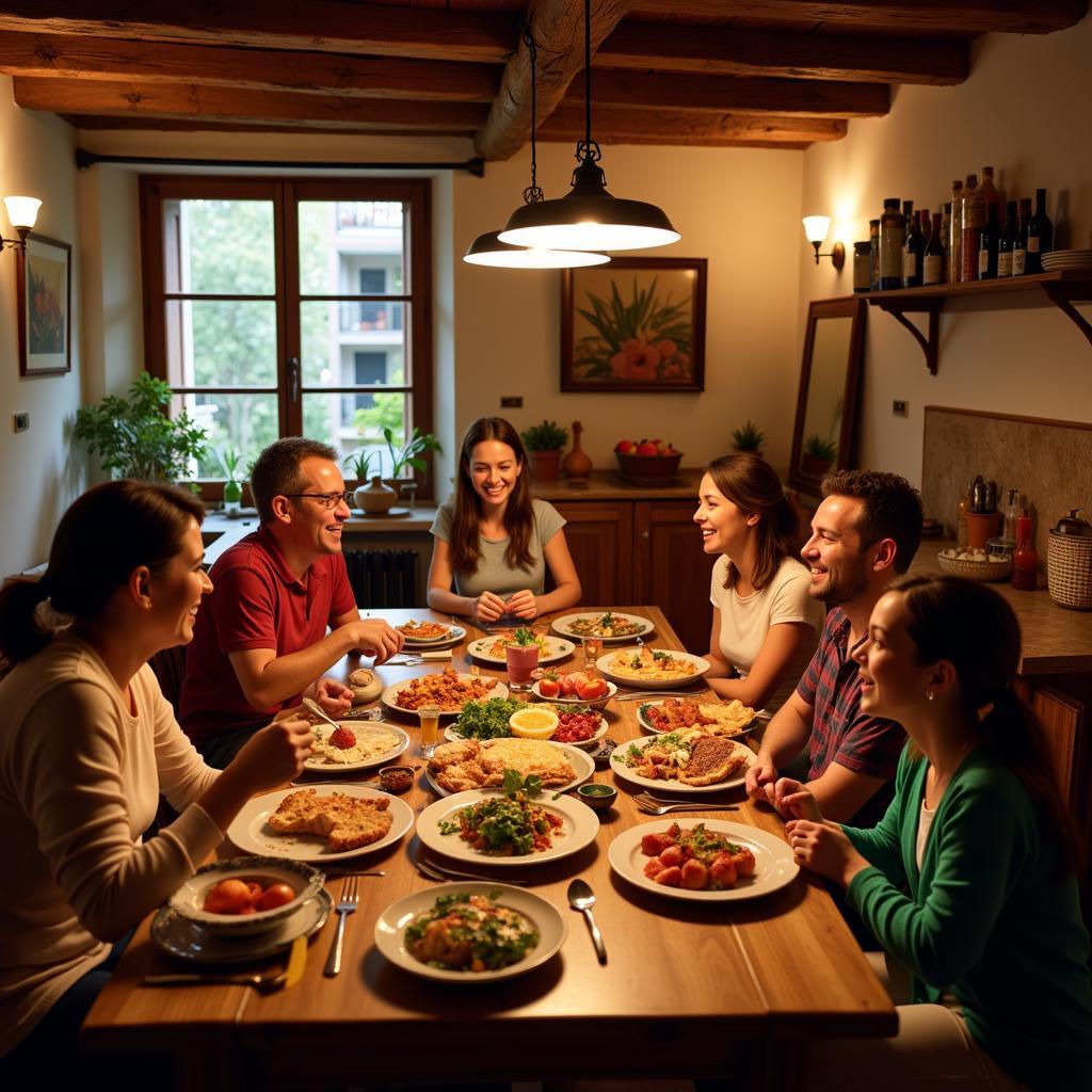 Family dinner in a Spanish home