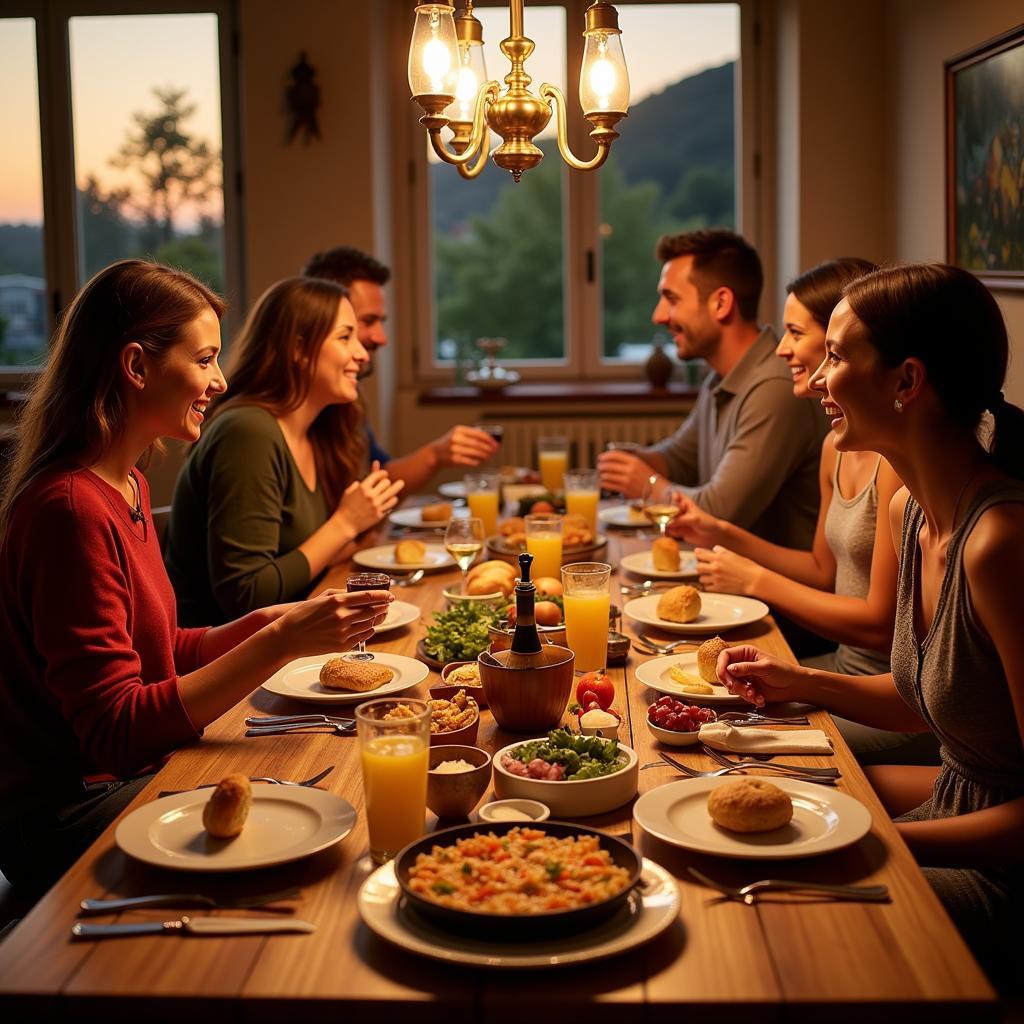 A Spanish family enjoys a lively dinner together in their home, showcasing the welcoming atmosphere of "Conga 7290 Eternal Home X-Treme".