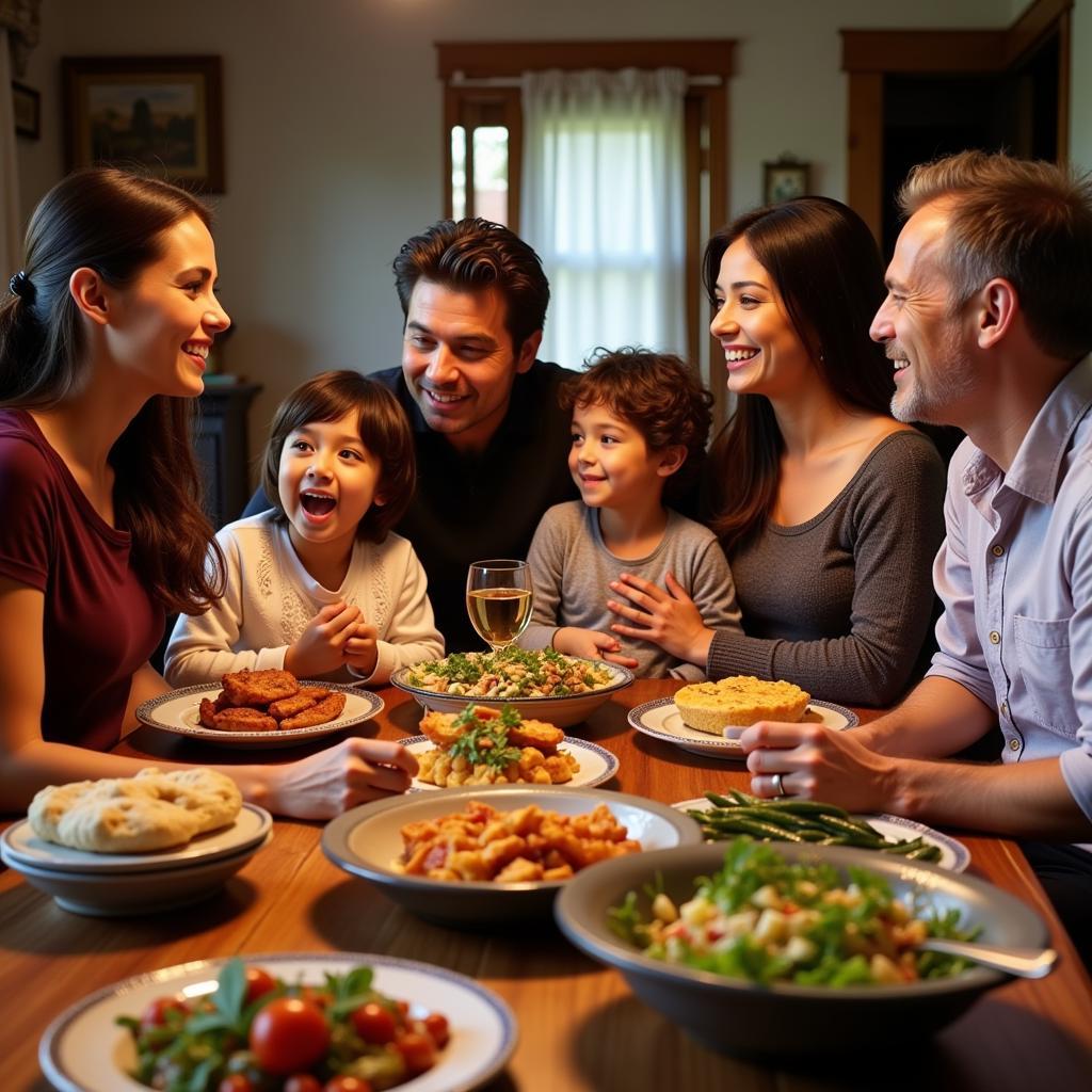 Spanish Family Enjoying Dinner at Sanchis Home