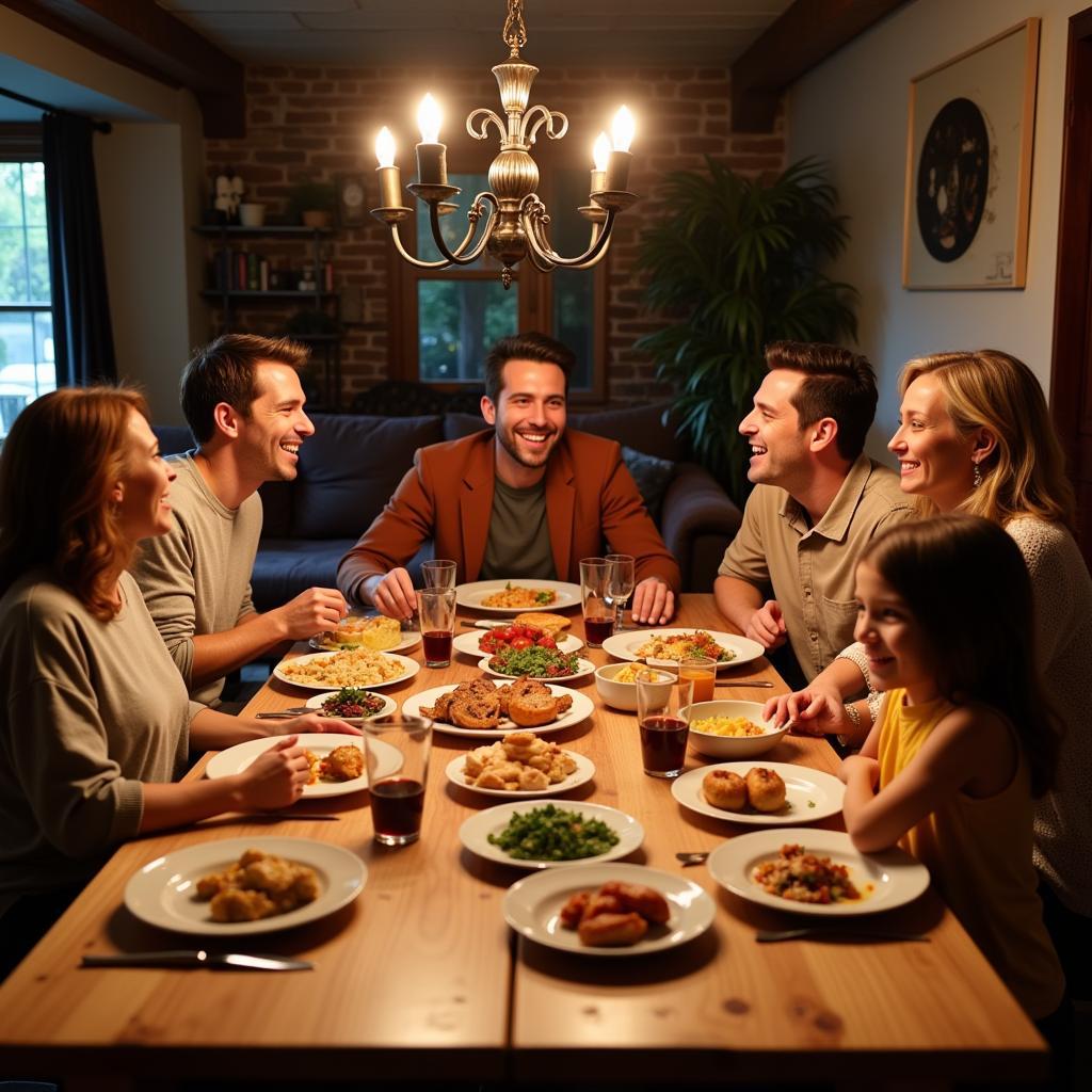  Spanish Family Sharing a Meal Together